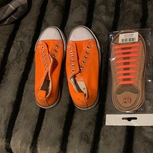 #197 Orange Slip-On Sneakers with Laces